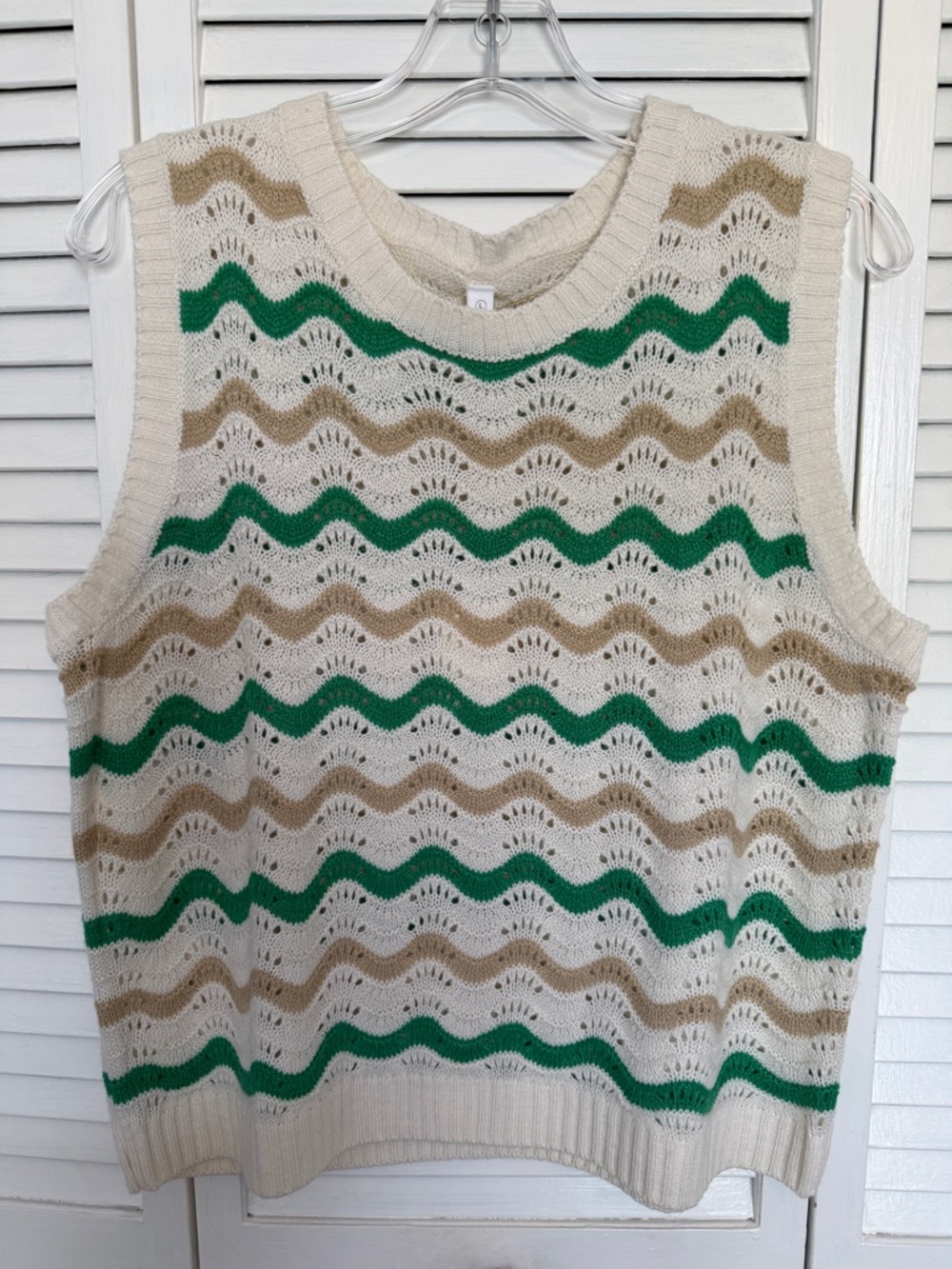NWT Wishlist Cream Knit Tank with Green & Tan Wave Stripes